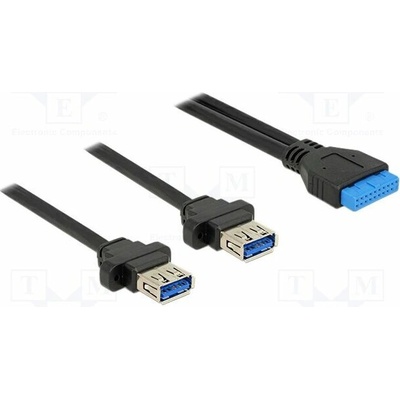 Delock 85244 USB 3.0 USB A zásuvka x2 kolíkový konektor 19pin 0,8m