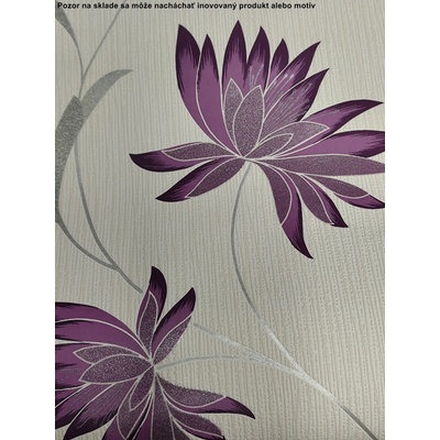 Tapeta vinylová 95720-3 0,53m x 10,05m fialové kvety s glitrom