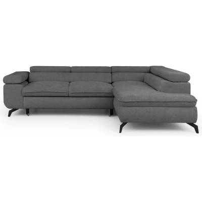 ROPEZ Сив шенилов ъглов диван (десен ъгъл L форма) Marbeya - Ropez (Marbeya Narożnik L z f.spania - Prawa OT Misterio 90 ( Davis ) Czarny Mat)