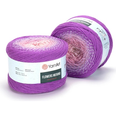 Yarn Art příze Flowers Merino 531 smetanová, starorůžová, odstíny fialové