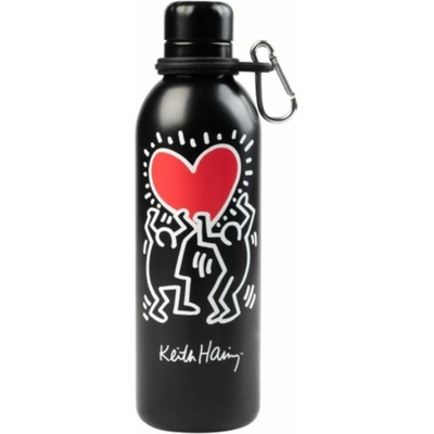 CurePink Nerezová termo outdoor láhev na pití Keith Haring Srdce 550 ml