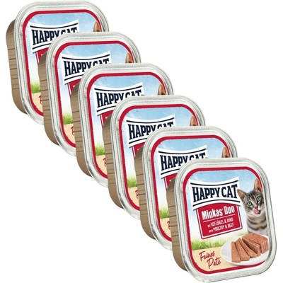 Happy Cat Minkas DUO Пате птиче месо & говеждо 6 x 100 г
