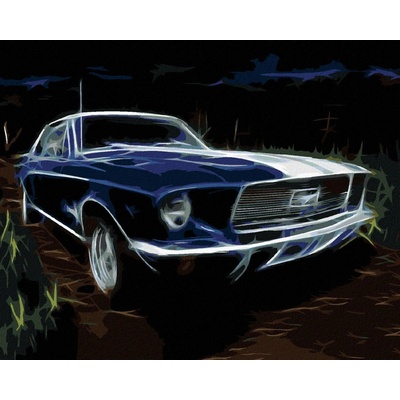 Zuty Malování Podle Čísel Modré Auto Ford Mustang 80 x 100 cm Plátno Rám