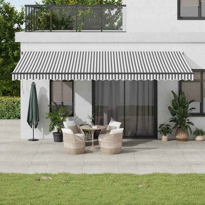 zahrada-XL Ručně zatahovací markýza s LED antracitová a bílá 600 x 300 cm