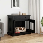 vidaXL Мебели за кучешка клетка Черен дъб 90 x 47, 5 x 80 см (8014773)