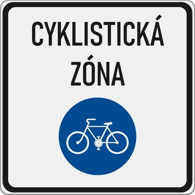 Zmenšená dopravní značka IZ9a Zóna pro cyklisty