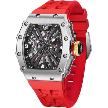 Pagani Мъжки часовник Pagani Design NULL EX, Сребрист / Червен (PD-1738-RED-SILVER)