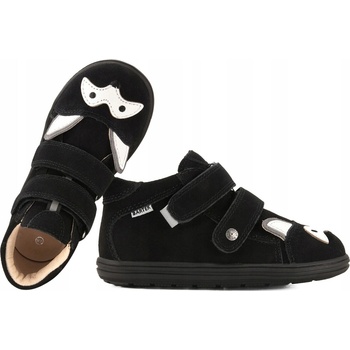BARTEK 8632061 BAREFOOT BOTY DĚTSKÉ POLOBOTKY KŮŽE SUCHÝ ZIP černé Č