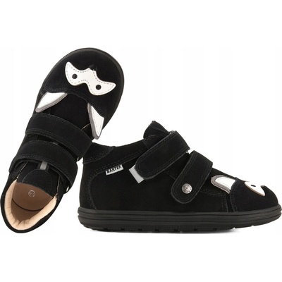 BARTEK 8632061 BAREFOOT BOTY DĚTSKÉ POLOBOTKY KŮŽE SUCHÝ ZIP černé Č