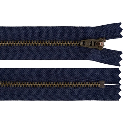 Stoklasa Kovový zip YKK No 4 délka 18 cm (jeansový) Balení: 1 ks, Varianta: 1 (919) modrá tmavá staromosaz 1 (919) modrá tmavá staromosaz
