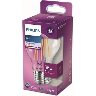 Philips LED žiarovka 1x8,5W E27 1055lm 4000K studená biela, číra, EyeComfort