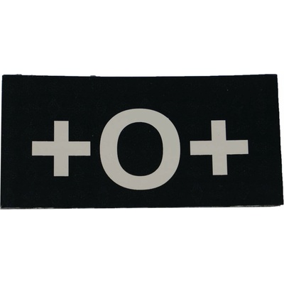 MILITARY RANGE Nášivka IFF IR krvná skupina VELCRO + 0 + ČIERNA