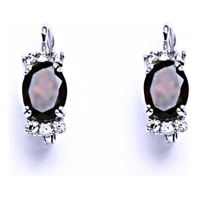 Čištín Zlaté naušnice, přírodní granát ,bílé i žluté zlato - VE 23