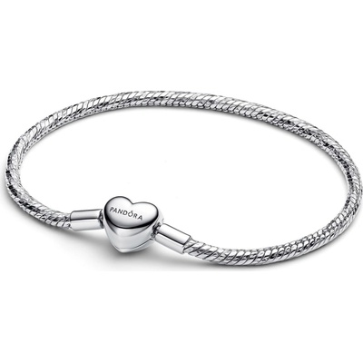 Pandora s fazetovým zapínáním ve tvaru srdce stříbrný 594236C00-18 cm