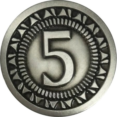 TLAMA games Univerzální mince pro deskové a RPG hry hodnoty "5"