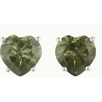 My Moldavite Stříbrné náušnice s vltavíny srdce 152-2