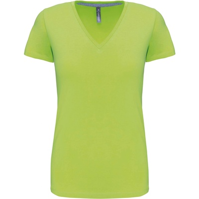 Kariban v-neck k381 / Дамска тениска с къс ръкав - лайм l (20k38112203)