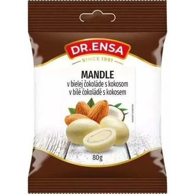 Dr.Ensa Mandle v bílé čokoládě s kokosem 80 g