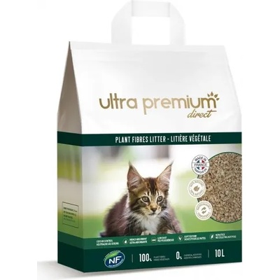 Ultra Premium Direct Plant fibres litter 10 l - Натурална котешка тоалетна от натрошен гранулат от иглолистна дървесина, подходящ за котки от всички възрасти, 10 литра, Франция lv10