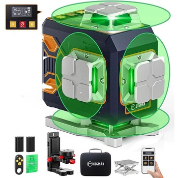 uni Нивелир лазерен с 16 зелени линии 4D, CIGMAN CM-S02, 30/50 м, Bluetooth, LCD дисплей (UNI-01012814)