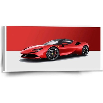 Sablio Obraz Ferrari na červenobílé - 110x50 cm
