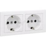 Legrand - Двойна битова SCHUKO розетка с рамка SUNO 250V бяла (LR0117B)