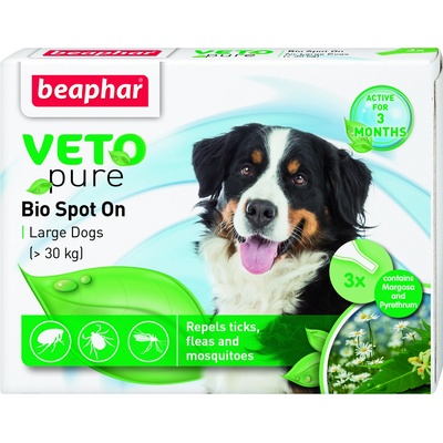 Beaphar Veto Pure Bio Spot On Dog - Репелентни капки против бълхи, кърлежи и насекоми за кучета от едри породи 3 броя