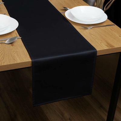 Biante satén běhoun polyesterový Satén LUX-026 Černý 20x140 cm