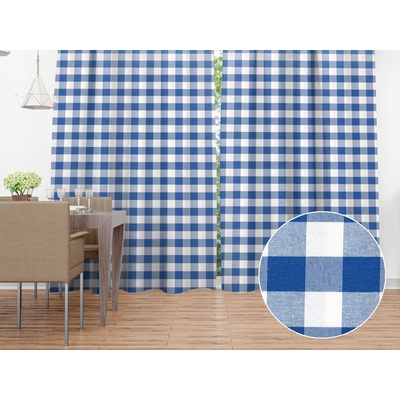 Biante Dekoračný záves Rebeka RE-007 Modro-biela kocka veľká 130x150 cm