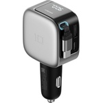 Cuktech Зарядно за кола CC903P (CKCC903PGLBK) - USB, Type-C, Вграден прибиращ се кабел, LED Дисплей, 100W - Cuktech - Черен