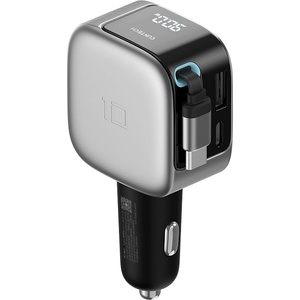 Cuktech Зарядно за кола CC903P (CKCC903PGLBK) - USB, Type-C, Вграден прибиращ се кабел, LED Дисплей, 100W - Cuktech - Черен