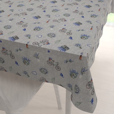 Biante Dekorační obdélníkový ubrus PML-097 Levandule a kola na šedém režném 120x160 cm