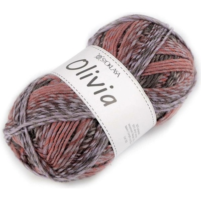 Pletací příze Olivia melírovaná 100 g Varianta: 3 bordó sv. šedá, Balení: 1 ks 58809/150568/271770