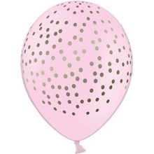 PartyDeco BALÓNIKY ružové so zlatými bodkami 30cm