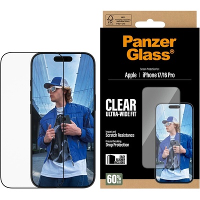 Panzer Стъклен протектор PanzerGlass за iPhone 17/iPhone 16 Pro, UWF, w. EasyAligner