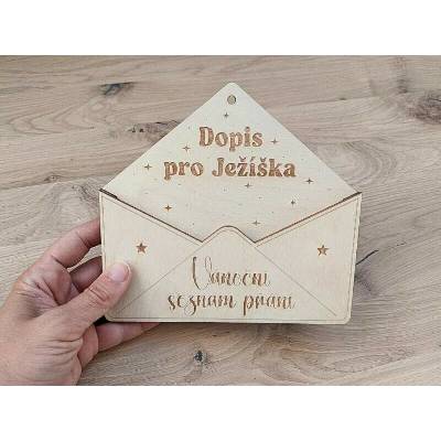 Dřevěná obálka na vánoční přání - 17 x 17 cm