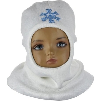 Detská kukla biela s výšivkou vločky bez brmbolca