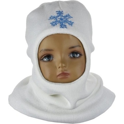 Detská kukla biela s výšivkou vločky bez brmbolca