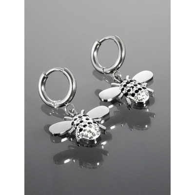 Prosperk Kruhové náušnice z chirurgické oceli včela stříbrná S0065