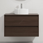 Bath Deluxe Шкаф за баня с мивка TRONDHEIM/VIKEDAL 90x57x46 см орех/бял (SETBT0153A)
