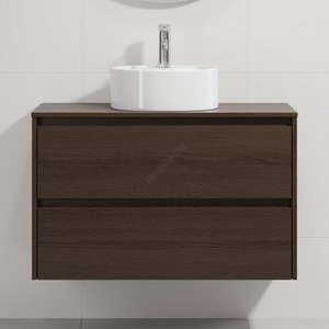 Bath Deluxe Шкаф за баня с мивка TRONDHEIM/VIKEDAL 90x57x46 см орех/бял (SETBT0153A)