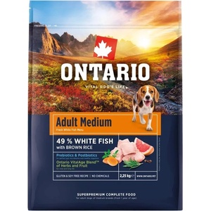 ONTARIO Онтарио Възрастен Среден Риба и Кафяв Ориз 2, 25 кг