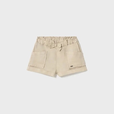 Mayoral Панталон къс бежов за мини момиче с метално лого Майорал