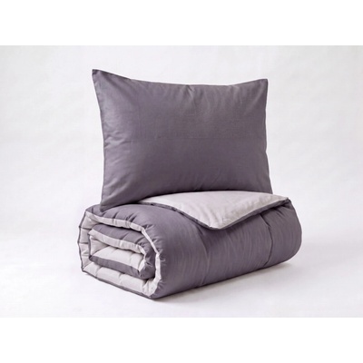 Brotex obliečky Satén UNI DUO antracit / svetlo šedá 240x220 70x90