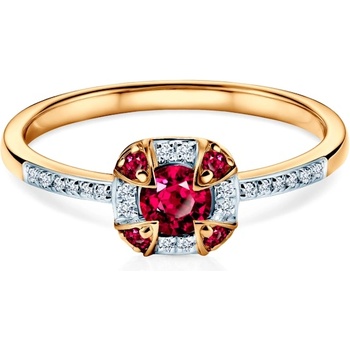 SAVICKI Пръстен Rosavine: двуцветно злато, рубин, диаманти