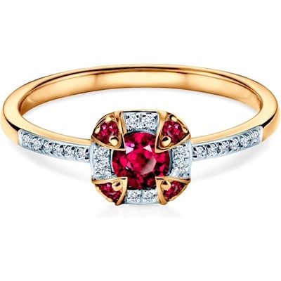 SAVICKI Пръстен Rosavine: двуцветно злато, рубин, диаманти