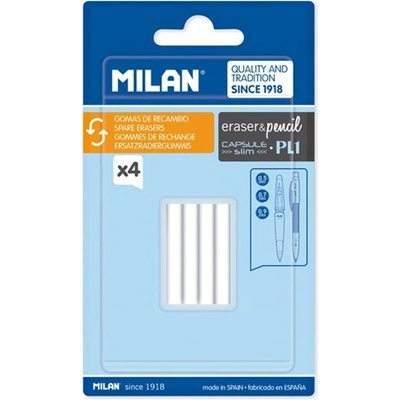 Milan náhradné gumy Milan pre ceruzky capsule slim a pl1 sada 4 ks