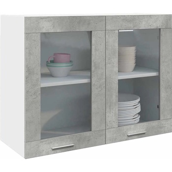 vidaXL Висящ стъклен шкаф "Лион" сив, бетонен, 80x31x60 см (856118)