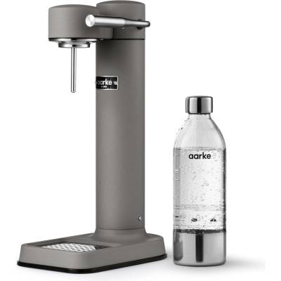 AARKE Carbonator 3, stainless steel sparkling water maker in a modern matt gray finish with BPA-free 1L PET bottle, sparkling water maker for tap water, compatible with 60L CO2 cylinders - AAC3-Matte