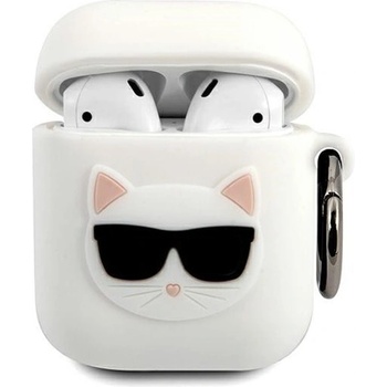 Karl Lagerfeld Предпазители Karl Lagerfeld Airpods Choupette Silicone Case, за Apple Airpods/2, силиконов, с карабинер, бял (KLACA2SILCHWH)